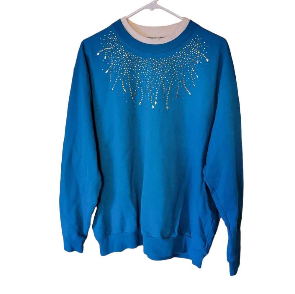 Top Stitch Studded Pullover Knit Sweater Size 2x